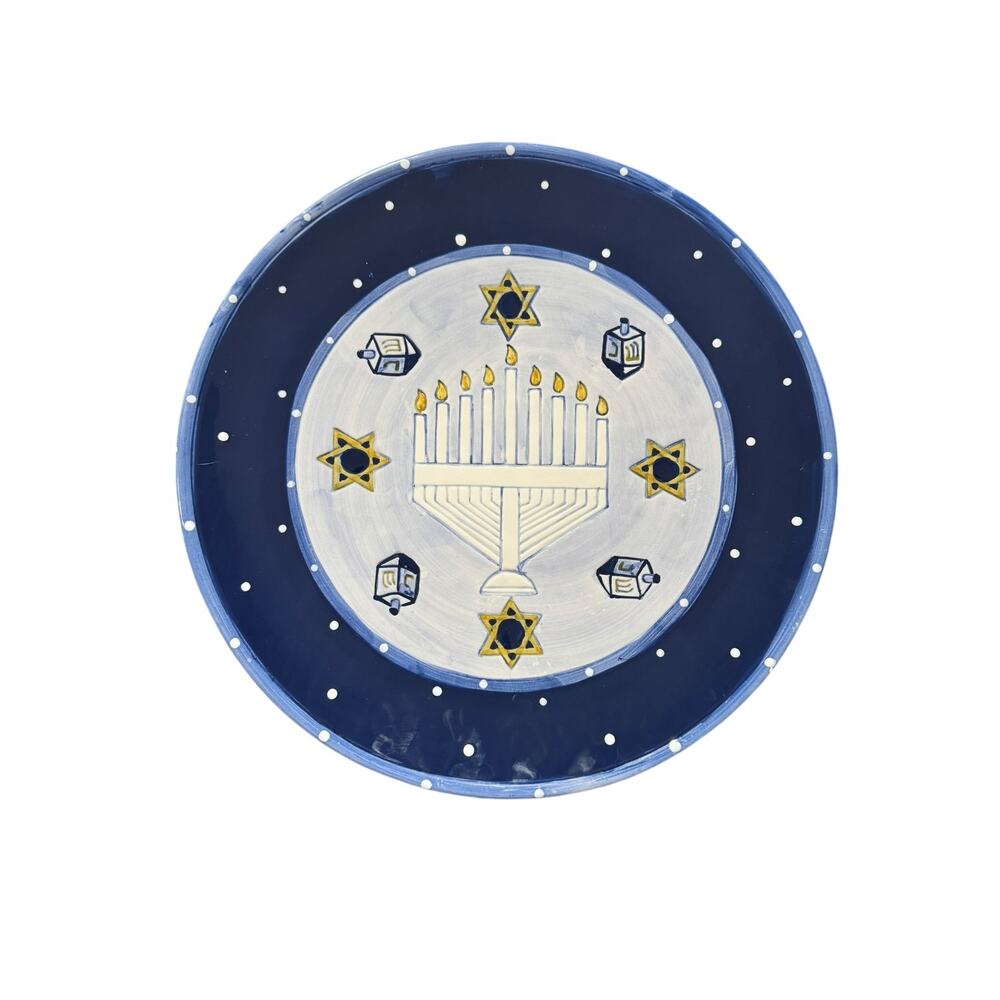 Hand Painted Chanukah Lights Stoneware Platter